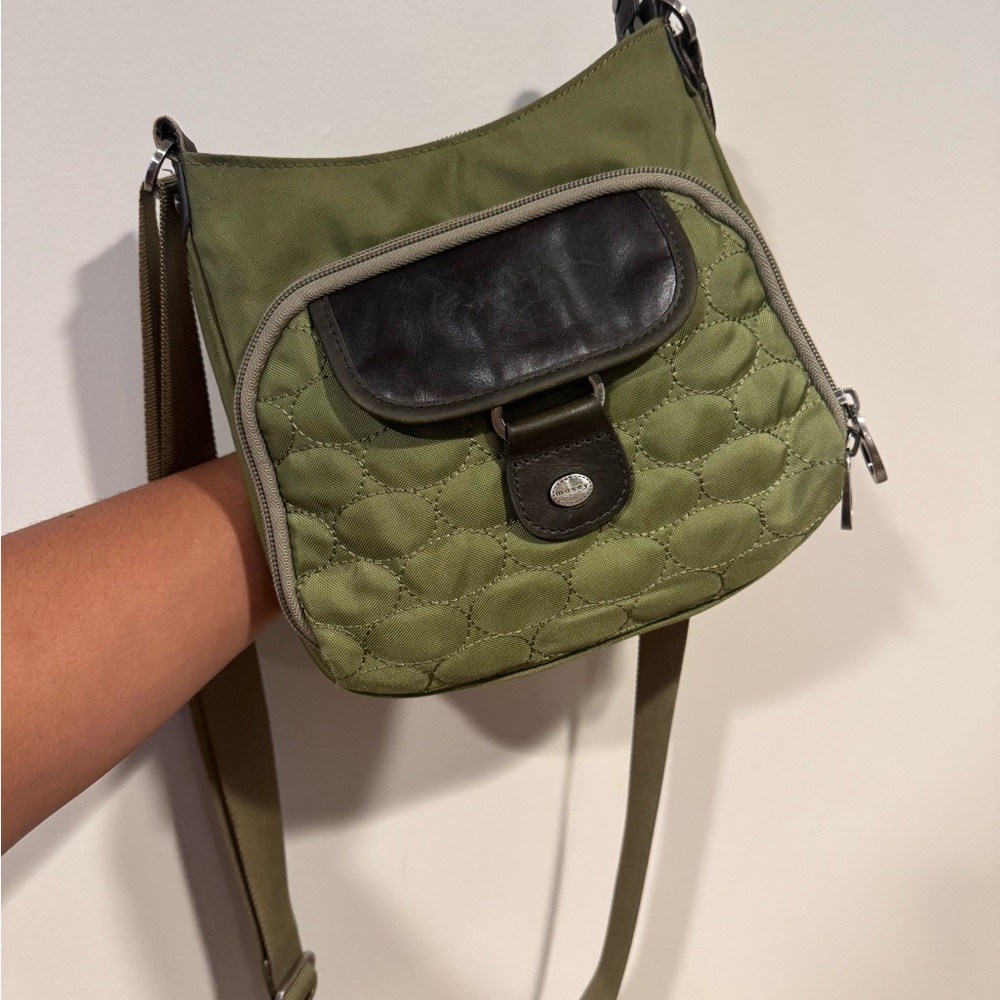 Mosey Olive Green Quilted Crossbody Bag